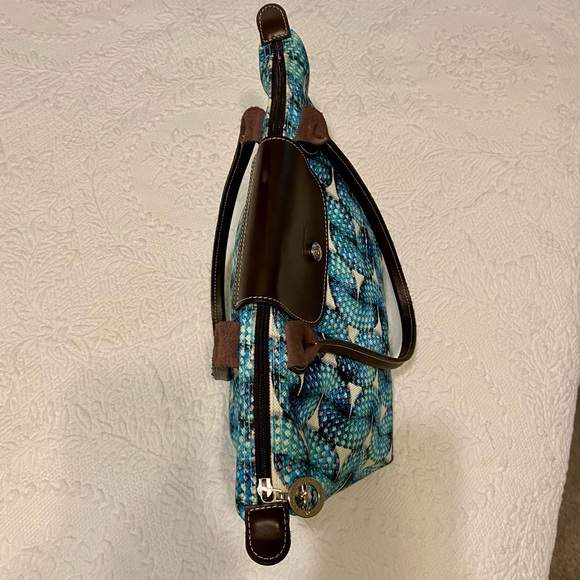 Longchamp Blue & White Geometric La Pliage Shoulder Bag - Picture 4 of 8